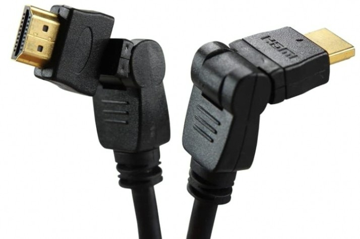 Шнур REXANT 17-6204-3 HDMI-HDMI с фильтрами, 2м, угловой 360° Gold