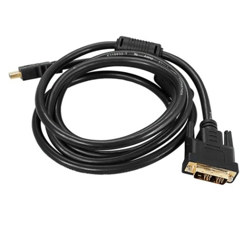 Шнур REXANT 17-6304 HDMI-DVI-D с фильтрами, 2м, Gold (PE пакет)