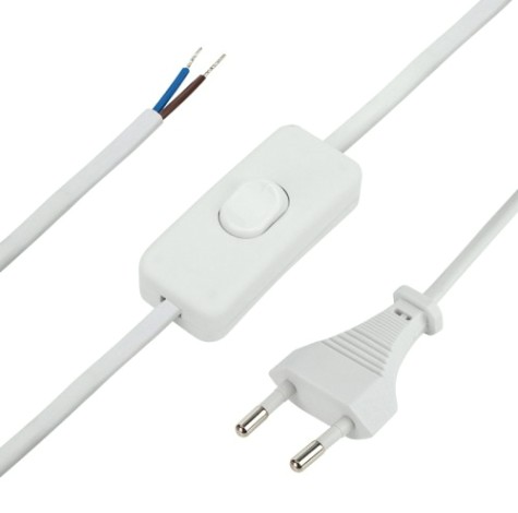 Шнур сетевой REXANT 11-1133 с выключателем 2х0,75 мм², 1,8 м белый