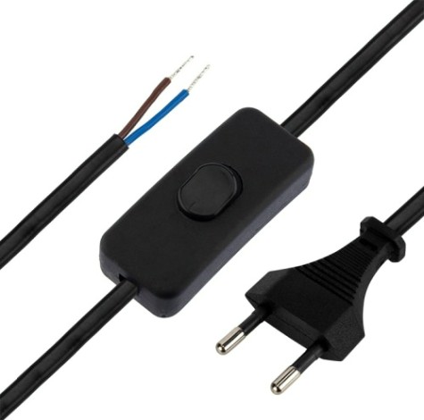 Шнур сетевой REXANT 11-1134 с выключателем 2х0,75 мм², 1,8 м черный