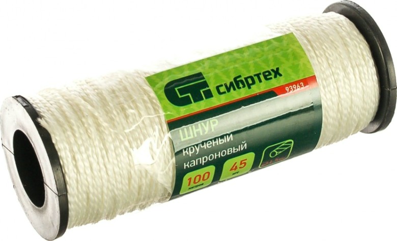 Шнур СИБРТЕХ 1,5 мм, L 100 м крученый капроновый, катушка [93963]