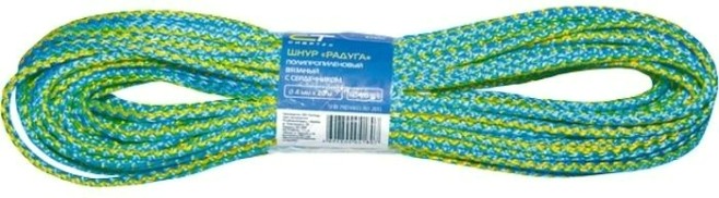Шнур СИБРТЕХ 6 мм, L 20 м вязаный полипропилен. разноцветный [93954]