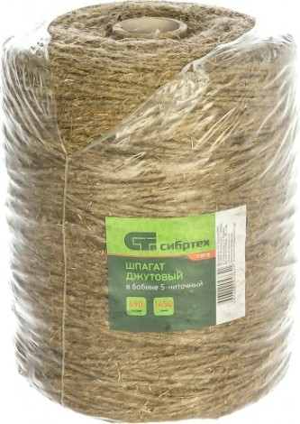 Шпагат джутовый СИБРТЕХ L 690 м, 5-ниточный в бобине по 1450 г [93878]