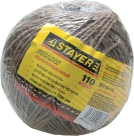 Шпагат льнопеньковый хозяйственно-бытовой STAYER MASTER d=1,4 мм, 110 м [50110-110]