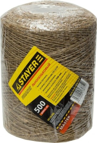 Шпагат льнопеньковый хозяйственно-бытовой STAYER MASTER d=1,4 мм, 500 м [50110-500]