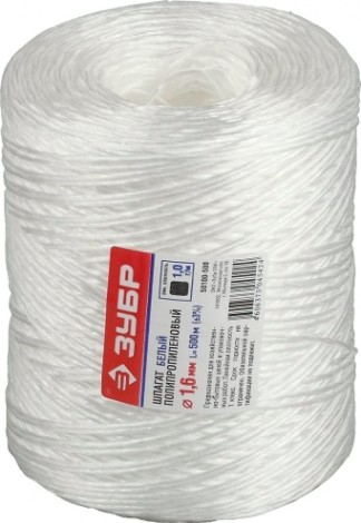 Шпагат ЗУБР полипропиленовый d=1,6 мм, 32 кгс, 1,0 ктекс [50100-500]