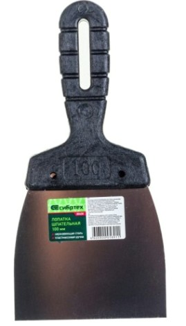 Шпатель СИБРТЕХ 100 мм лопатка из нержавеющей стали, пластмассовая ручка/ [85435]