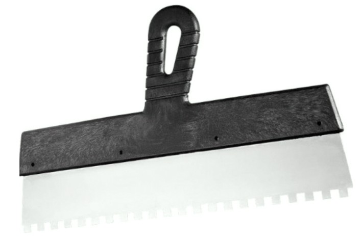 Шпатель СИБРТЕХ 200 мм, зуб 6х6 мм из нержавеющей стали, пластмассовая ручка// [85464]
