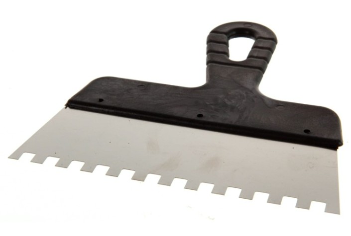 Шпатель СИБРТЕХ 200 мм, зуб 8х8 мм из нержавеющей стали, пластмассовая ручка// [85473]