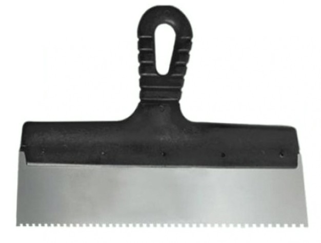 Шпатель СИБРТЕХ 450 мм, зуб 6х6 мм из нержавеющей стали, пластмассовая ручка// [85470]