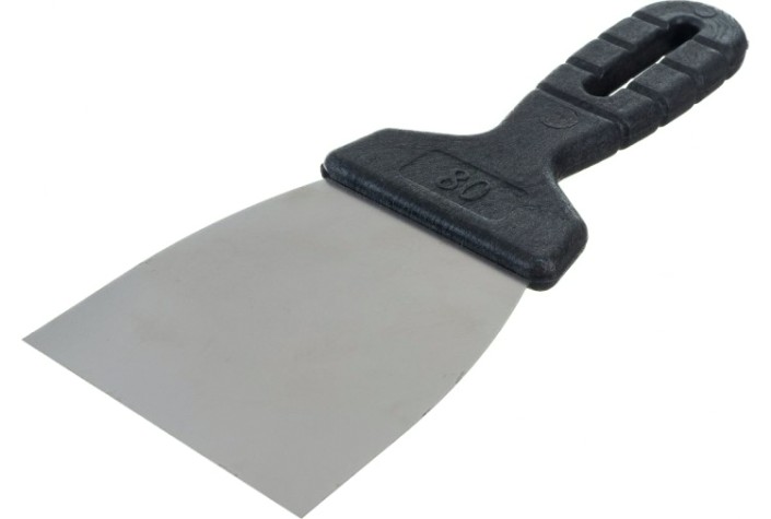 Шпатель СИБРТЕХ 80 мм лопатка из нержавеющей стали, пластмассовая ручка/ [85433]