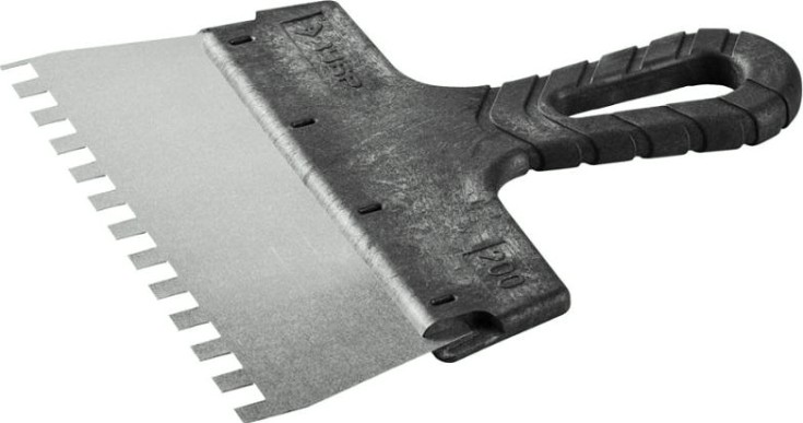 Шпатель зубчатый ЗУБР "МАСТЕР" 200 мм, зуб 8х8 мм,полотно из нержавеющей стали [10078-20-08]