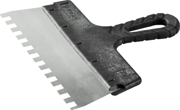 Шпатель ЗУБР МАСТЕР фасадный, нержавеющее полотно, 250мм, зуб 10х10мм [10078-25-10]