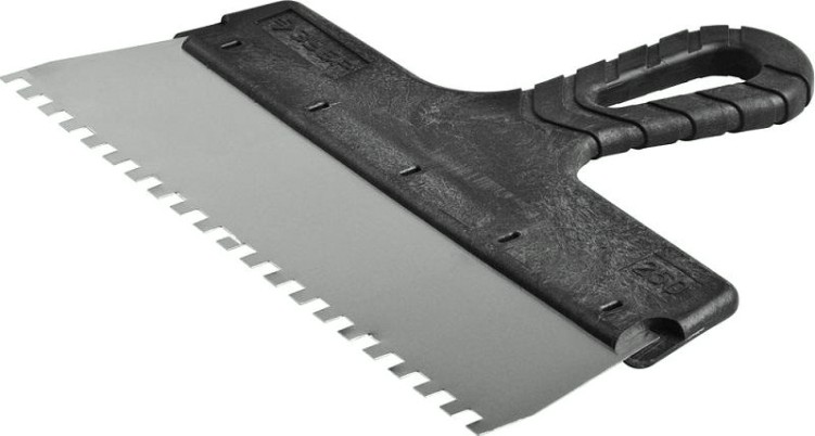 Шпатель ЗУБР МАСТЕР фасадный, нержавеющее полотно, 250мм, зуб 6х6мм [10078-25-06]