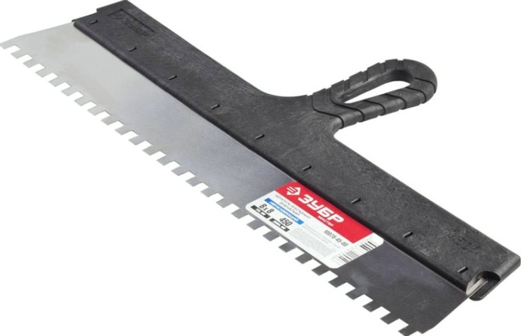 Шпатель ЗУБР МАСТЕР фасадный, нержавеющее полотно, 450мм, зуб 8х8мм [10078-45-08]