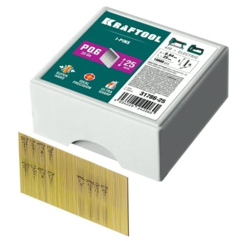 Шпильки для пневматического нейлера KRAFTOOL 31786-25 P 0.6, 25 мм, 10000 шт. Шпильки для пневматического нейлера KRAFTOOL 31786-25 P 0.6, 25 мм, 10000 шт.