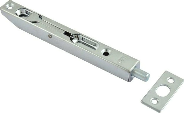 Шпингалет торцевой НОРА-М 5,5" для распашных дверей "Хром" [4529]