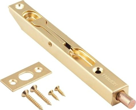 Шпингалет торцевой НОРА-М 5,5" для распашных дверей "Матовое золото" [5173]