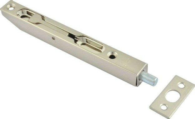 Шпингалет торцевой НОРА-М 5,5" для распашных дверей "Матовый никель" [7221]