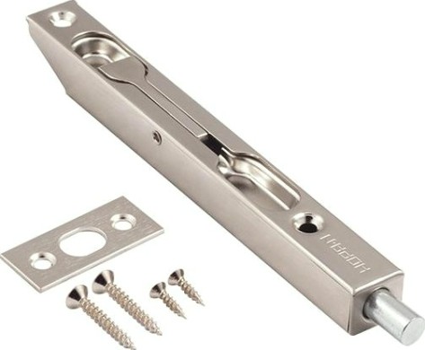 Шпингалет торцевой НОРА-М 5,5" для распашных дверей "Матовый никель" [7221]