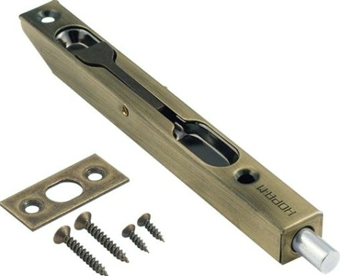 Шпингалет торцевой НОРА-М 5,5" для распашных дверей "Старая бронза" [5983]