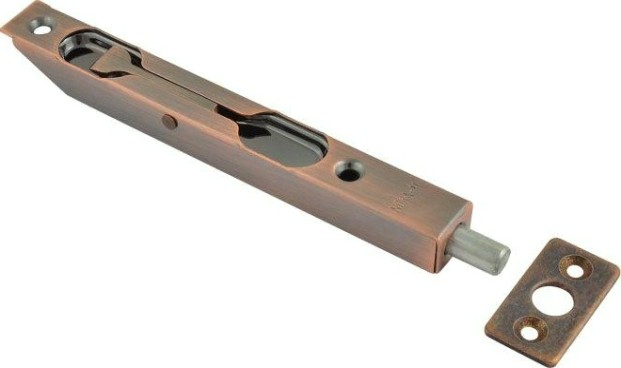 Шпингалет торцевой НОРА-М 5,5" для распашных дверей "Старая медь" [5984]
