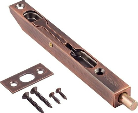 Шпингалет торцевой НОРА-М 5,5" для распашных дверей "Старая медь" [5984]