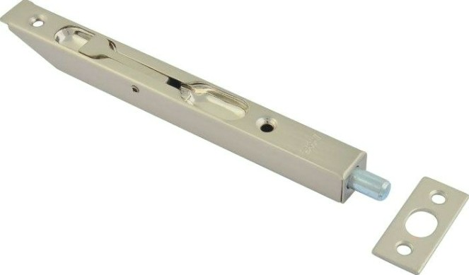 Шпингалет торцевой НОРА-М 6,5" для распашных дверей "Матовый никель" [7223]