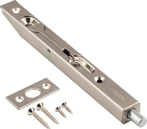 Шпингалет торцевой НОРА-М 6,5" для распашных дверей "Матовый никель" [7223]