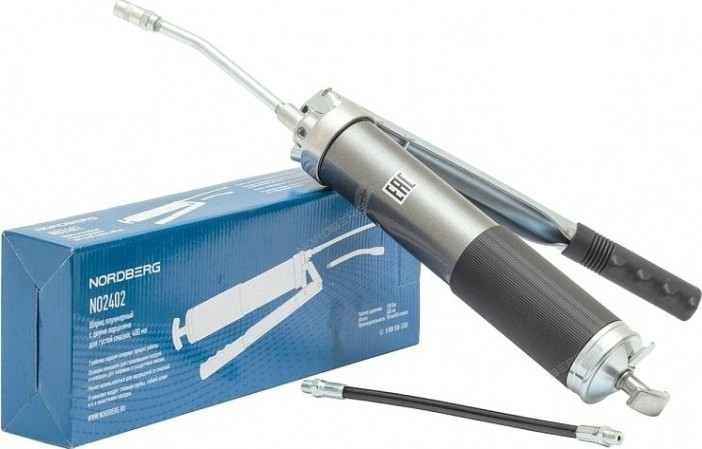 Шприц NORDBERG NO2402 2-х плунжерный для густой смазки, 400мл [NO2402]