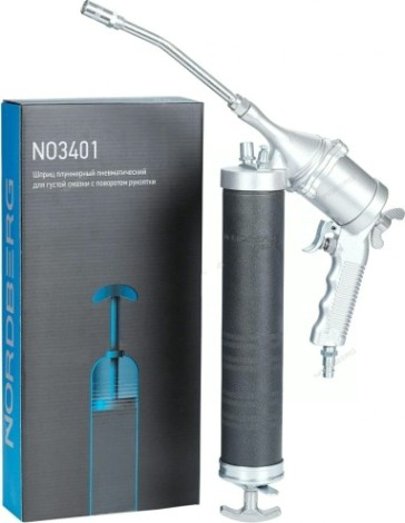 Шприц плунжерный пневматический NORDBERG NO3401 для густой смазки, 400мл, с поворотом рукоятки [ЦБ-00017340]