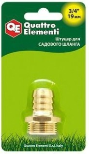 Штуцер для шланга QUATTRO ELEMENTI 3/4"П х 19 мм "елочка" 771-831 [771-831]