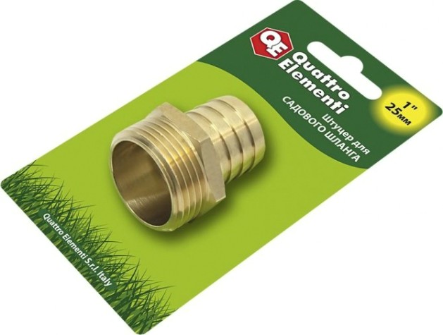 Штуцер QUATTRO ELEMENTI внеш. резьба 1"-"елочка" 25 мм, латунь [771-855]