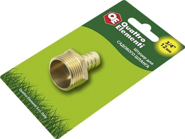 Штуцер QUATTRO ELEMENTI внеш. резьба 3/4"-"елочка" 12 мм, латунь [771-848]