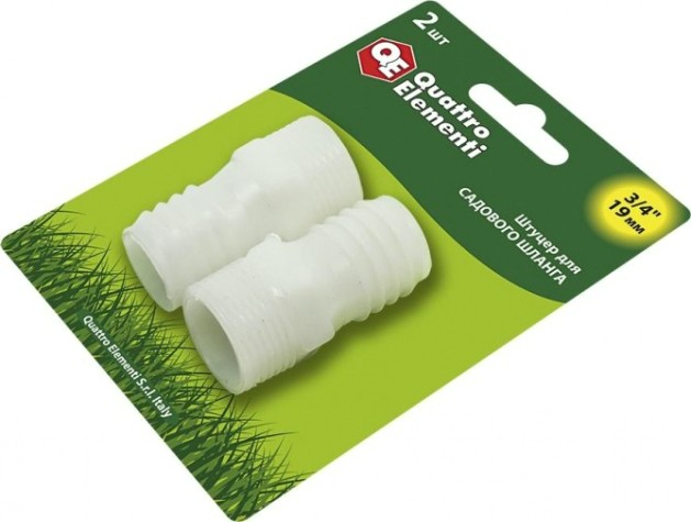 Штуцер QUATTRO ELEMENTI внеш. резьба 3/4"-"елочка" 19 мм, 2шт, пластик [771-886]