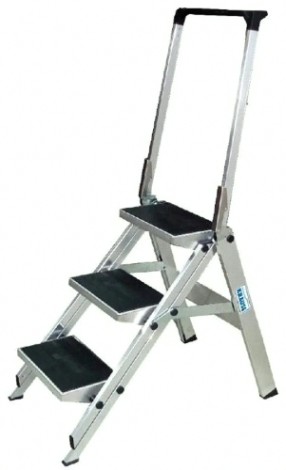 Складной трап KRAUSE 3 ступени, с дугой безопасности, резин ступ. [810250]