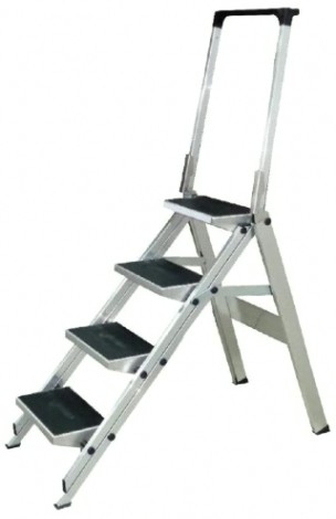 Складной трап KRAUSE 4 ступени, с дугой безопасности, резин ступ. [810267]