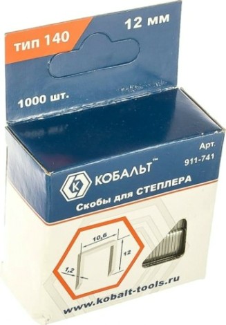 Скоба Кобальт 911-741 12 мм, тип 140 толщина, 1,2 мм, ширина 10,6 мм (10