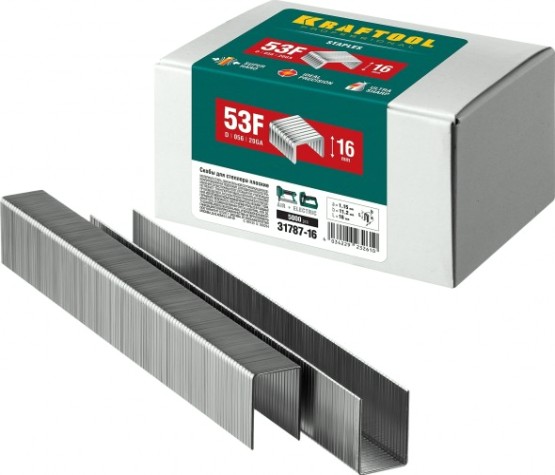 Скоба KRAFTOOL плоскя 16 мм тип 53f, 5000 шт. [31787-16]