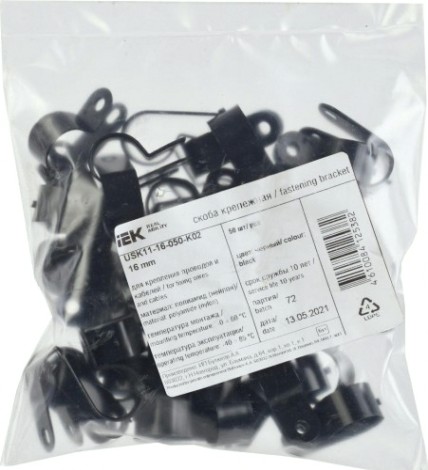 Скоба крепежная IEK 16мм нейлон черн. (уп. 50шт) [USK11-16-050-K02]