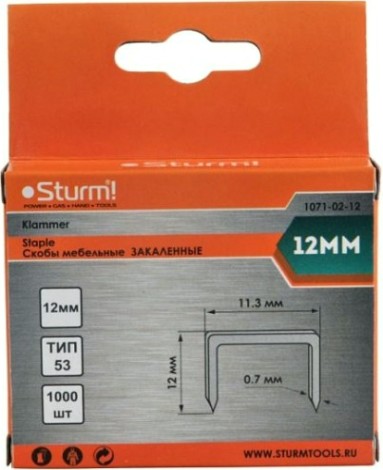 Скоба Sturm 1071-02-12 1000шт., оцинкованные, закаленные Скоба Sturm 1071-02-12 1000шт., оцинкованные, закаленные