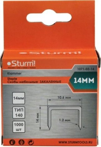 Скоба Sturm 1071-03-14 1000шт., оцинкованные, закаленные Скоба Sturm 1071-03-14 1000шт., оцинкованные, закаленные