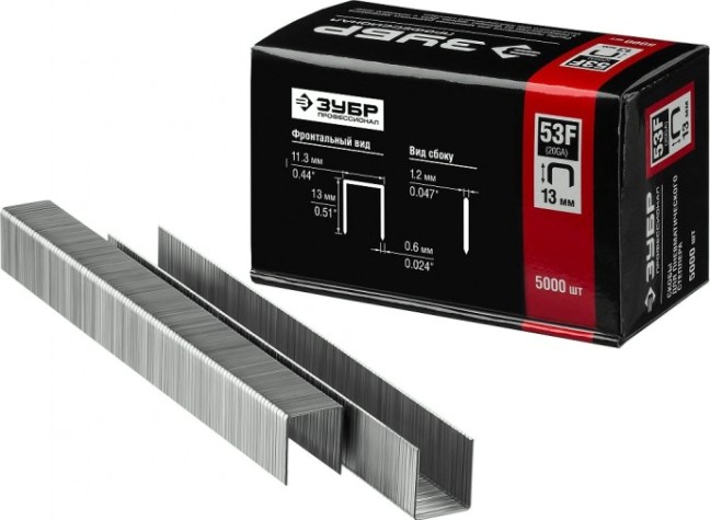 Скоба ЗУБР МАСТЕР 13 мм для степлера плоские тип 53, 5000 шт [31950-13]