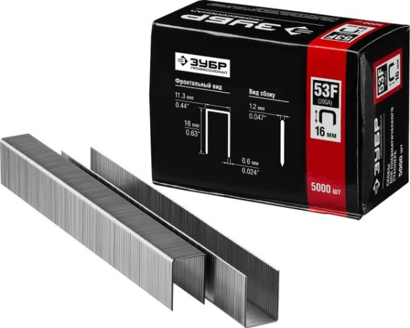 Скоба ЗУБР МАСТЕР 16 мм для степлера плоские тип 53, 5000 шт [31950-16]