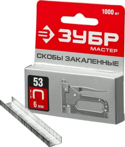 Скоба ЗУБР МАСТЕР 31625-06 6 мм тонкие тип 53, 1000 шт [31625-06]