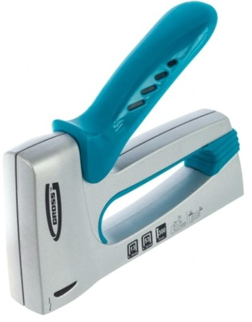 Скобозабиватель ручной GROSS 6-10 мм степлер мебельный, алюминиевый корпус, тип 13, 53, [41001]