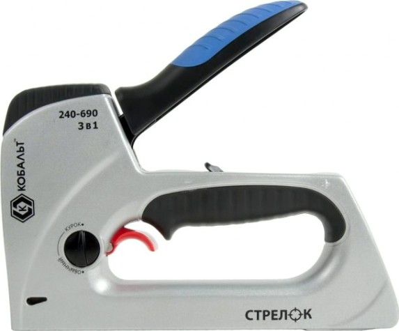 Скобозабиватель ручной Кобальт 240-690 механический стрелок 6-14 мм, тип 53, шпильки, гво
