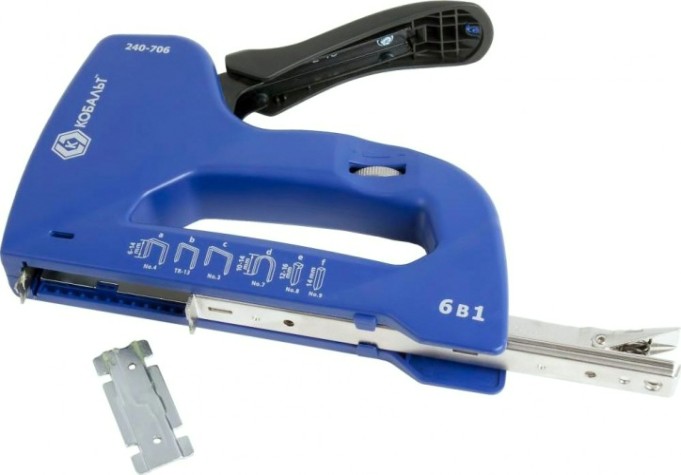 Скобозабиватель ручной Кобальт 240-706 механический 6 в 1 6-14 мм (тип 53, 140, 13), для