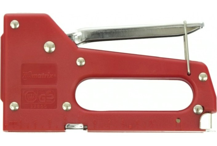 Скобозабиватель ручной MATRIX 4-8 мм степлер мебельный пластиковый, тип 53, [40907]