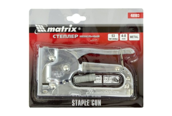 Скобозабиватель ручной MATRIX 4-8 мм степлер мебельный, тип 53, [40903]